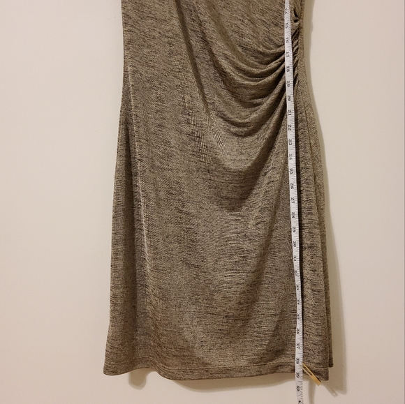 NWT! Ann Taylor Loft Gold Heather Ruched Sheath Sleeveless Dress Size M - Picture 3 of 10